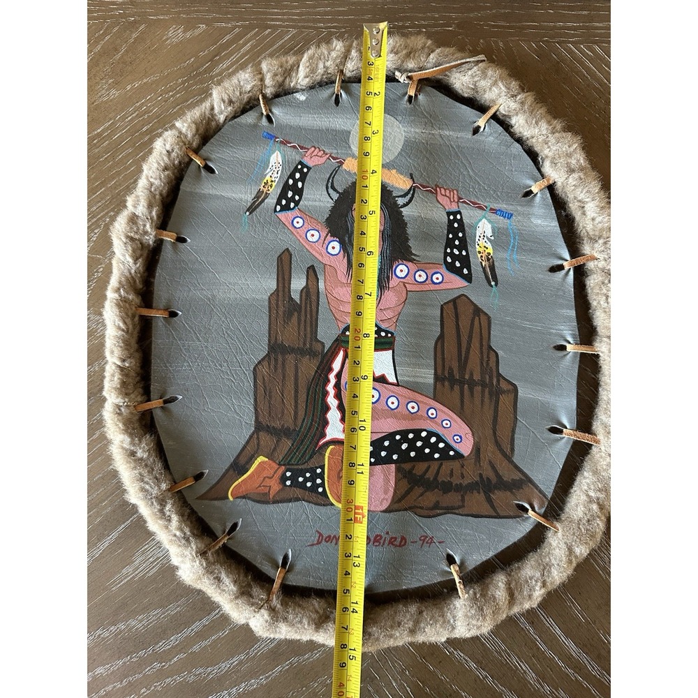 Vintage Native American Art, Set of 2 Buffalo shields on leather by Don Redbird - Picture 4 of 16